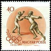 (1956-016) Марка Венгрия "Фехтование"    Летние Олимпийские игры 1956, Мельбурн II Θ
